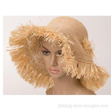 Spring Natural Raw Floppy Sun Hats / 8cm Brim Raffia Hats F